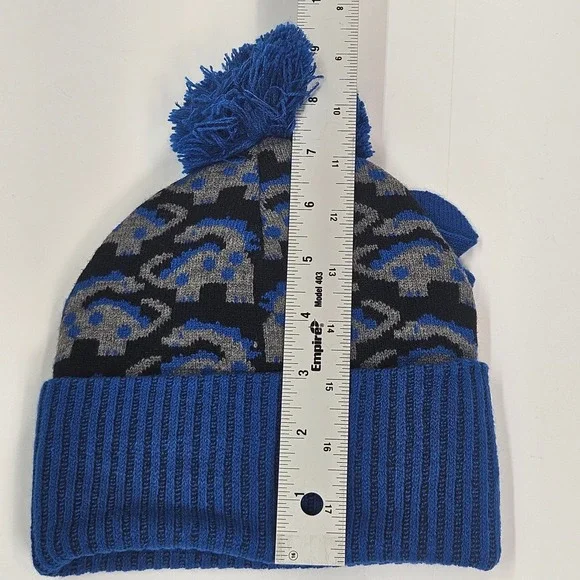 Igloos Youth Boy Toddler Dinosaur Knit Beanie Hat and Mittens Set Blue Size 2-4T - Picture 6 of 11